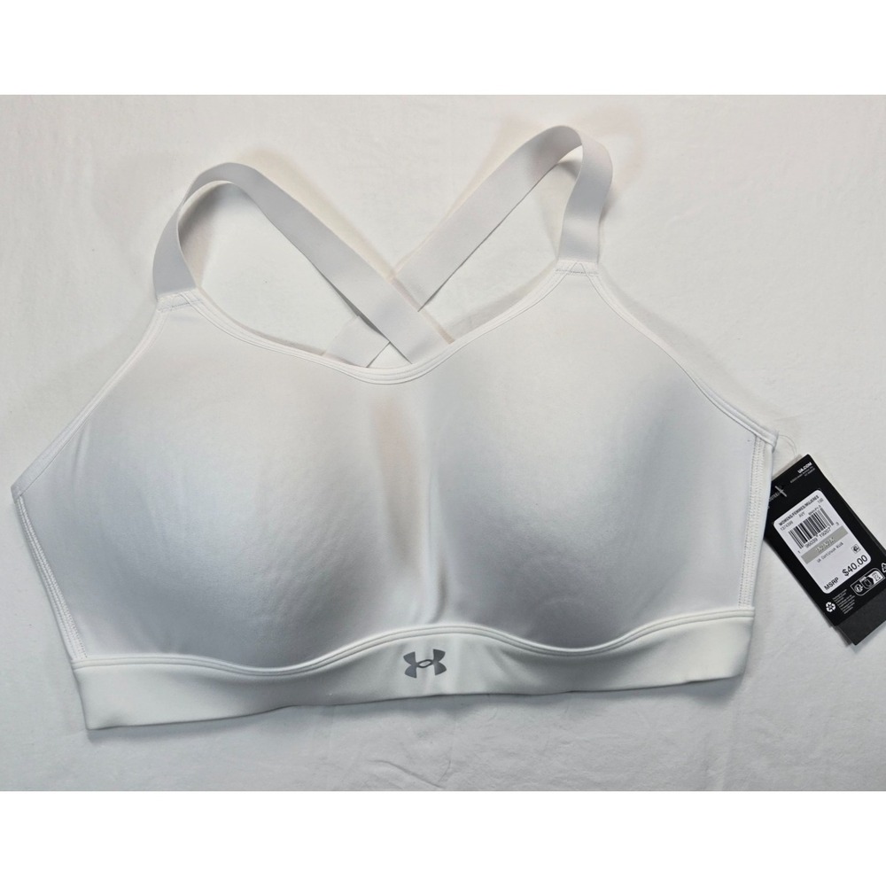 Under Armour Women Sports Bra White 1X 48 50 High Support Crossback NWT
